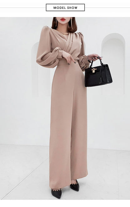 🌟 Almira – Combinaison Femme Col V Cintrée et Taille Haute