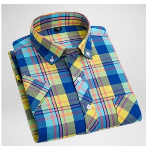 Paul Summer Thin Men's Cotton Plaid Shirt
