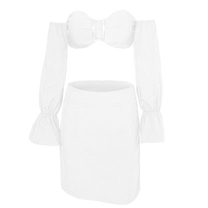 Tube Top Long-Sleeved Solid Color Suit