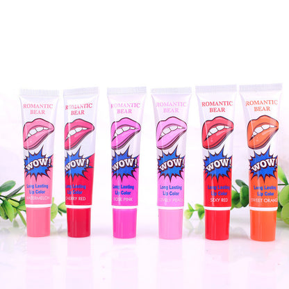 💋 ROMANTIC BEAR – Rouge à Lèvres Peel-Off 6 Couleurs Longue Tenue