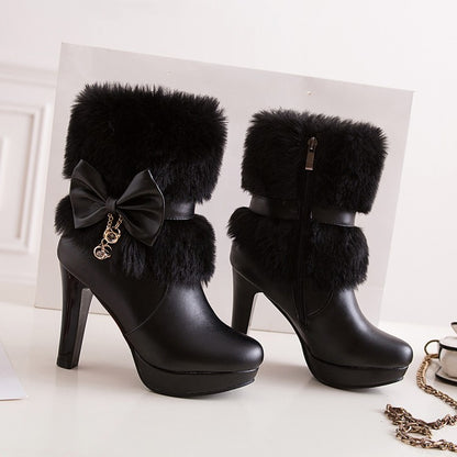 Marina – Bottines Courtes à Nœud et Col Fourré