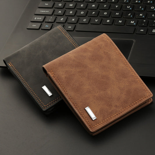 Portefeuille Homme Rétro en Cuir PU – Compact & Élégant