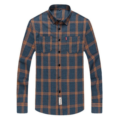 Men's Brushed Plaid Long Sleeve Shirt
