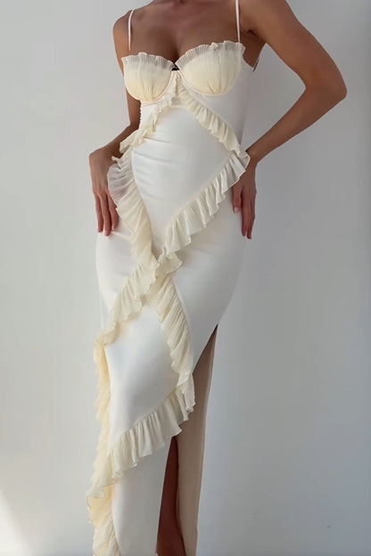 GlamSlip  Robe Fendue à Volants