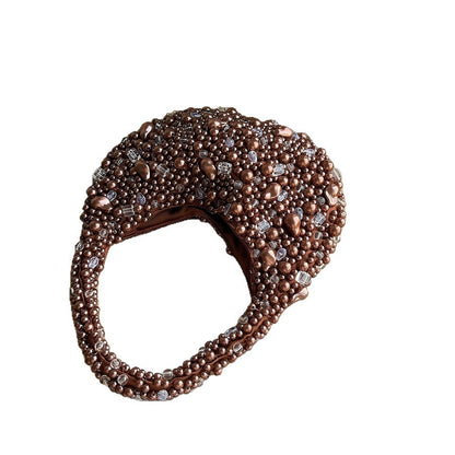 Sac Rond Tressé Perles Cristal Rétro