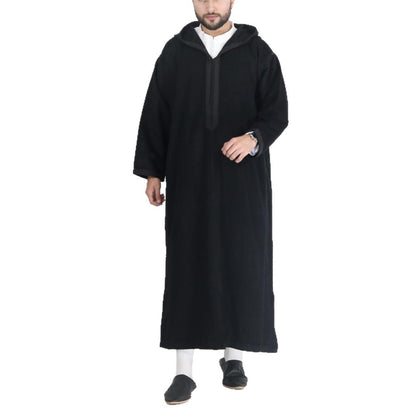 Jellaba Homme Longue à Capuche – Noir & Gris