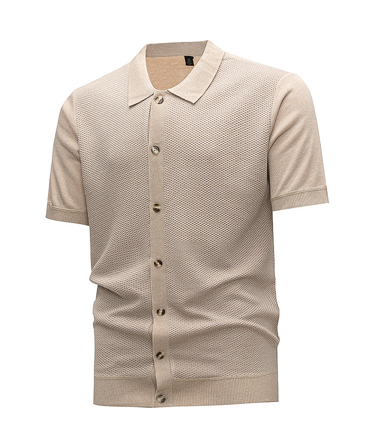 Polo Gaufré Beige Homme