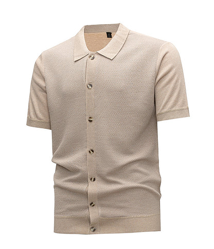 Polo Gaufré Beige Homme