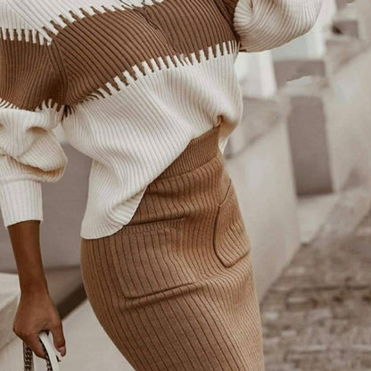 🟤 Tènèfa – Ensemble Pull Tricoté Femme Printemps/Automne