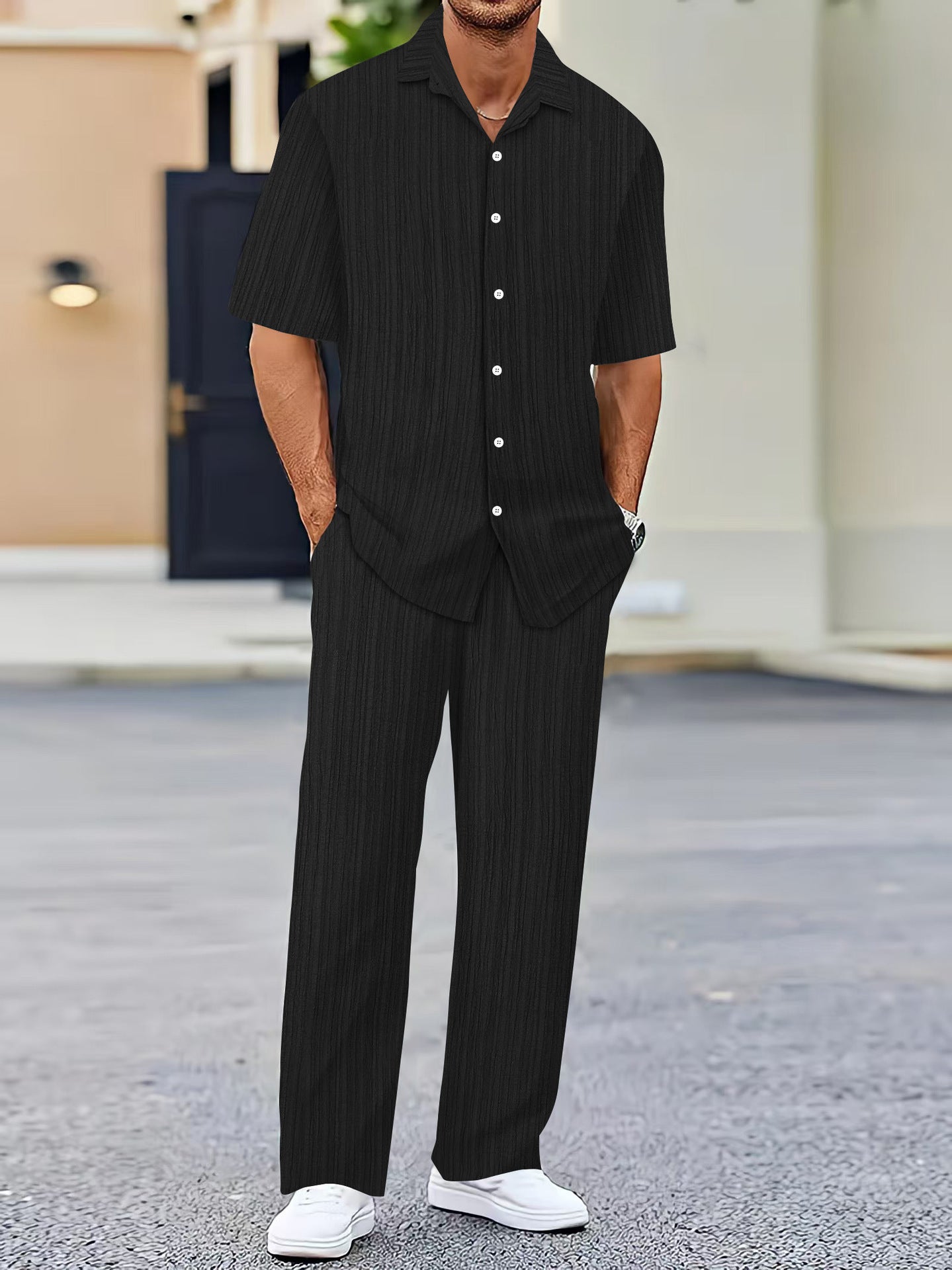 Ensemble Pantalon Chemise Homme Uni