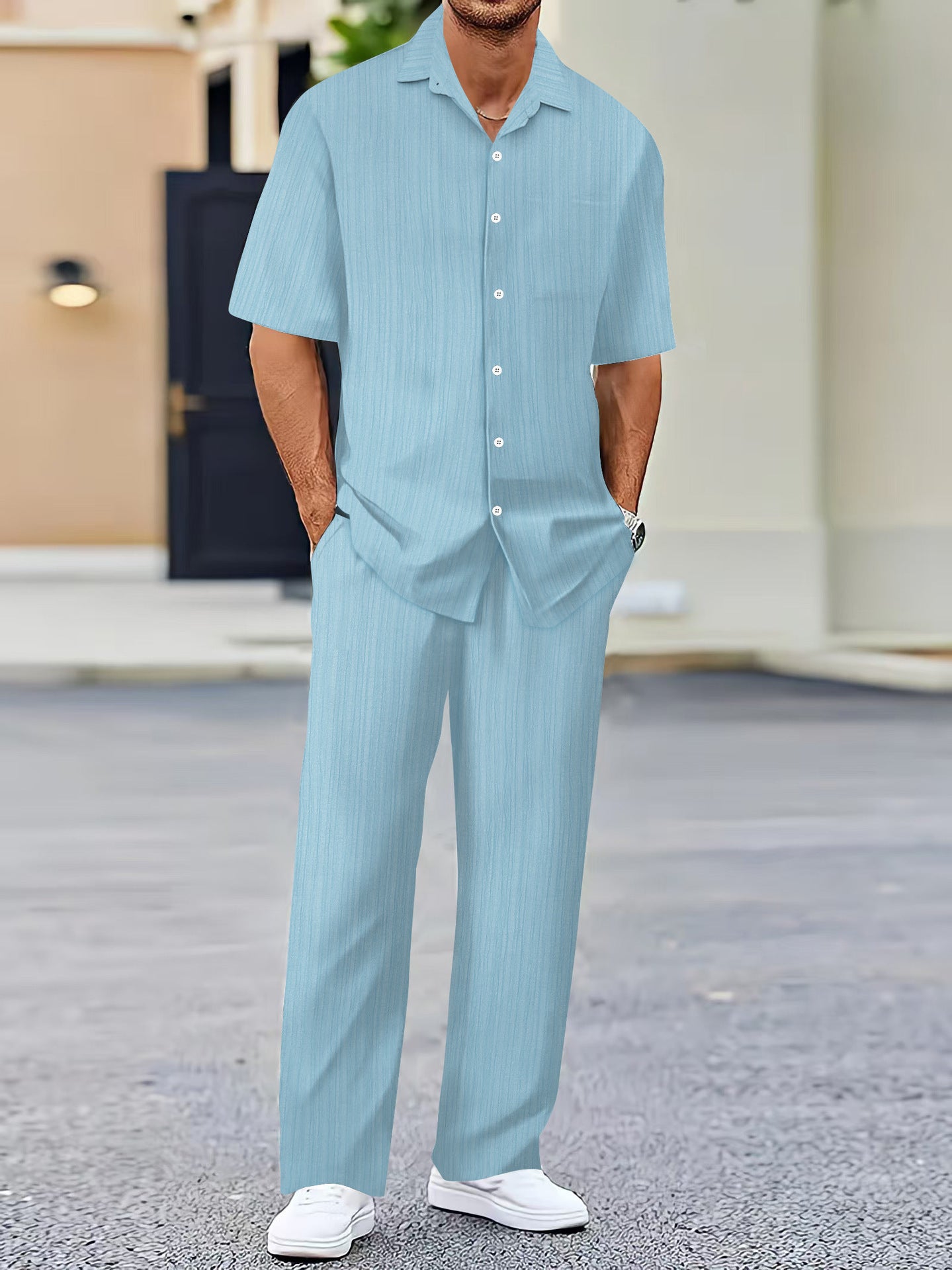 Ensemble Pantalon Chemise Homme Uni