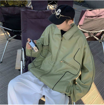🧥Badji – Manteau en Similicuir Printemps et Automne pour Homme