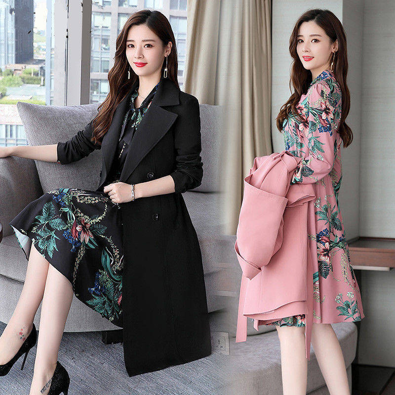 🌟 Laurana🌟 Trench Coat Slim et Robe Imprimée