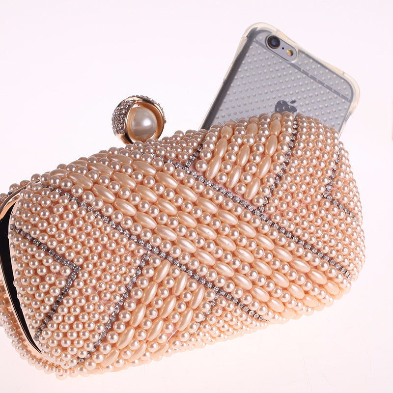 Pochette Carrée Perles Soirée Femme