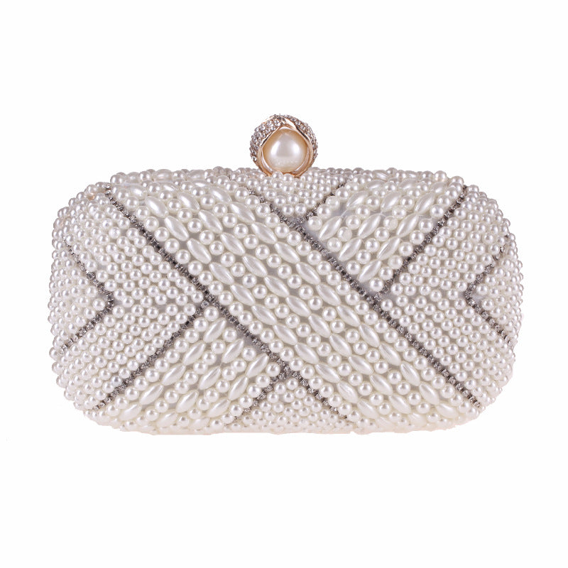 Pochette Carrée Perles Soirée Femme