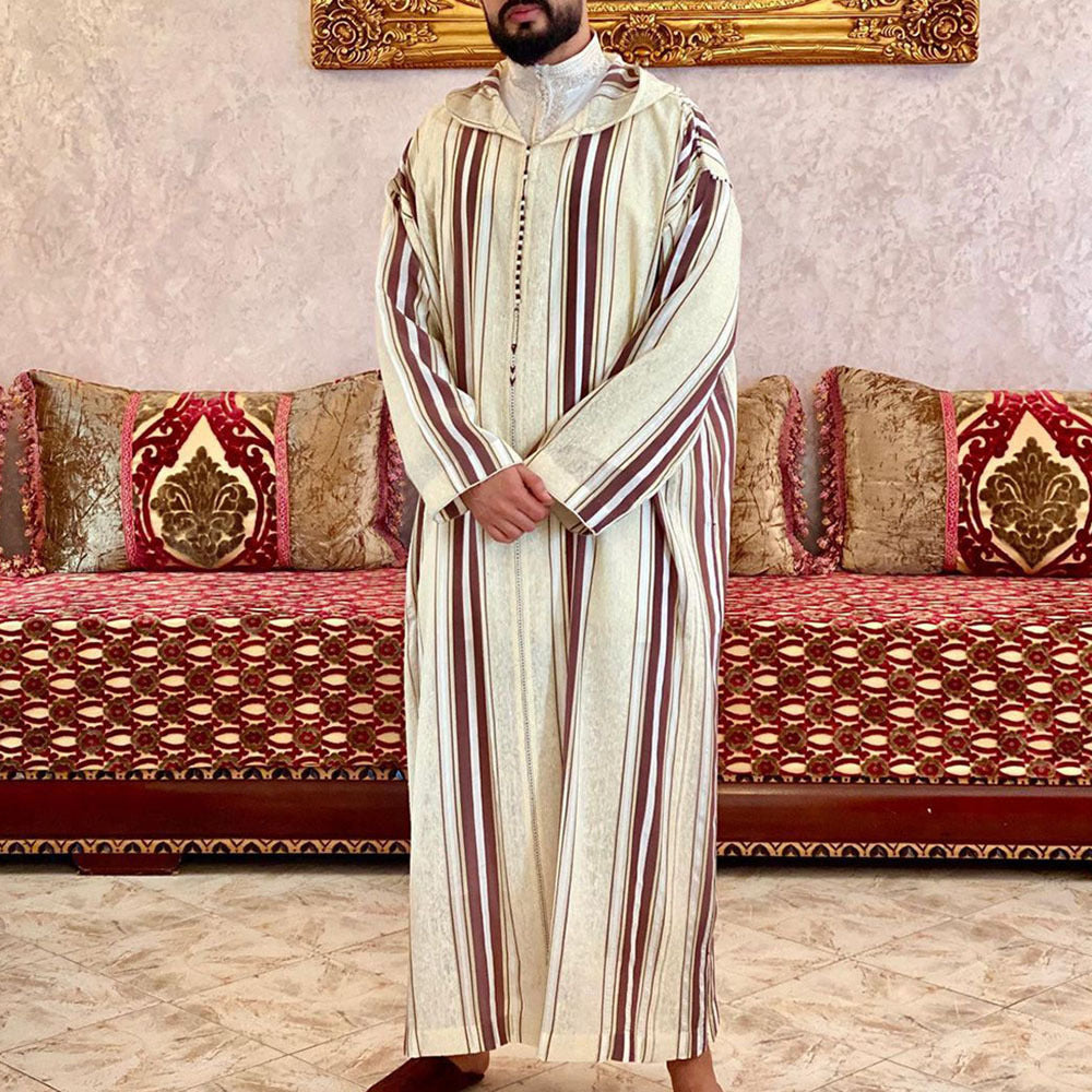Jellaba Traditionnelle Homme à Capuche Imprimée