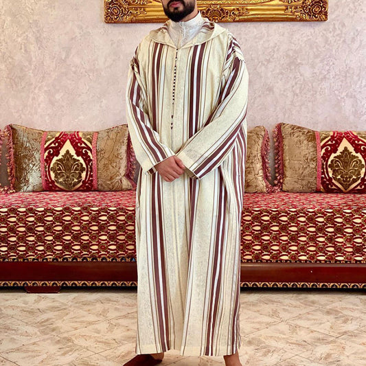 Jellaba Traditionnelle Homme à Capuche Imprimée