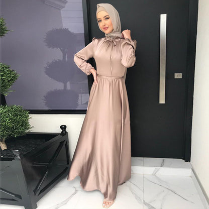 Robe Longue Femme Modeste – Style Moyen-Orient, Coupe Évasée Élégante