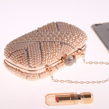 Pochette Carrée Perles Soirée Femme
