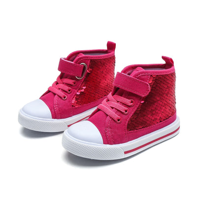 Children's High-top Trendy Sequined Canvas Shoes