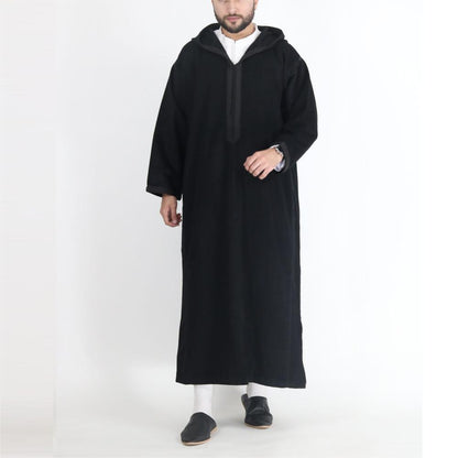 Jellaba Homme Longue à Capuche – Noir & Gris