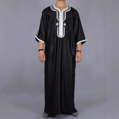 Jellaba Homme Brodée Col V – Coupe Ample