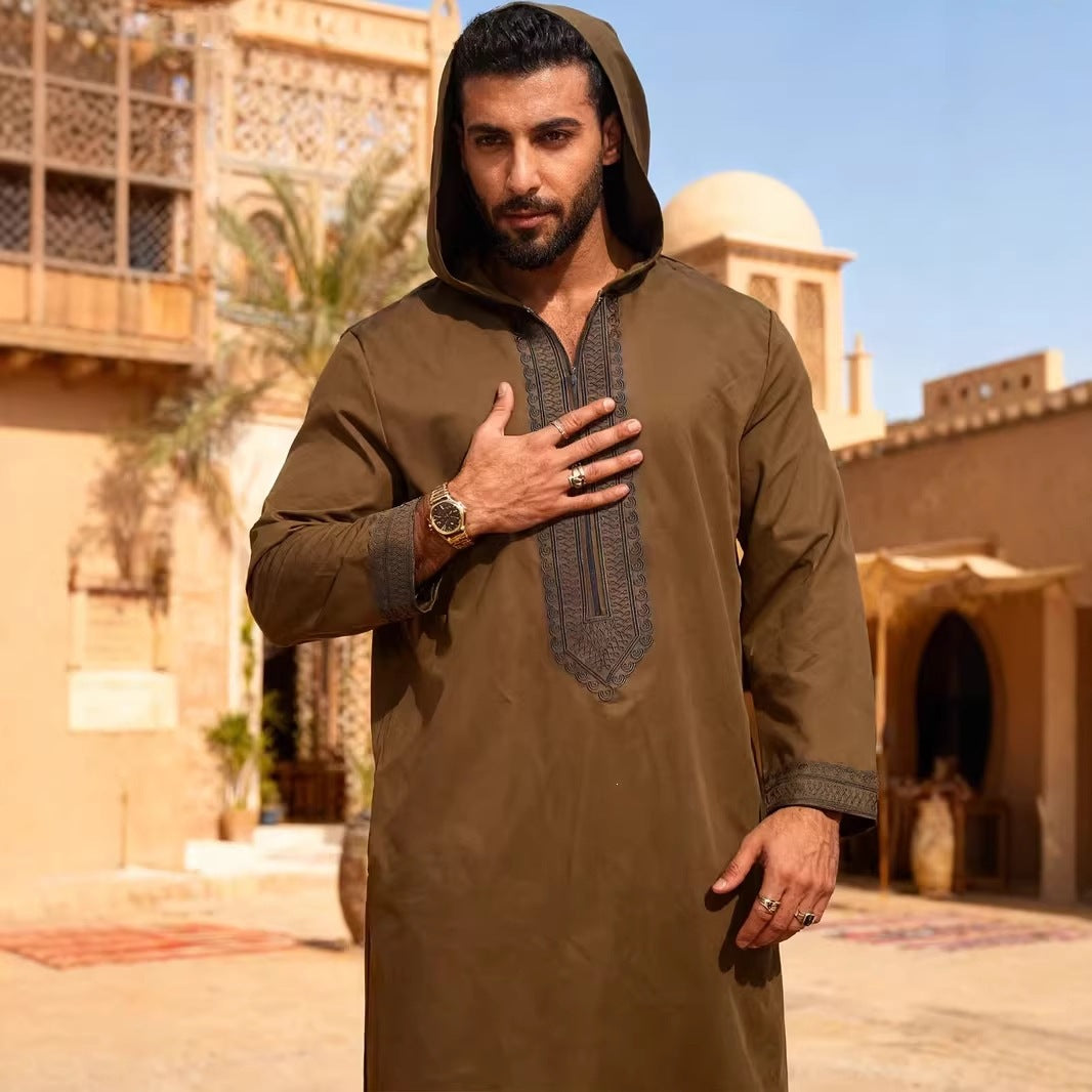 Jellaba Homme Brodée – Brun