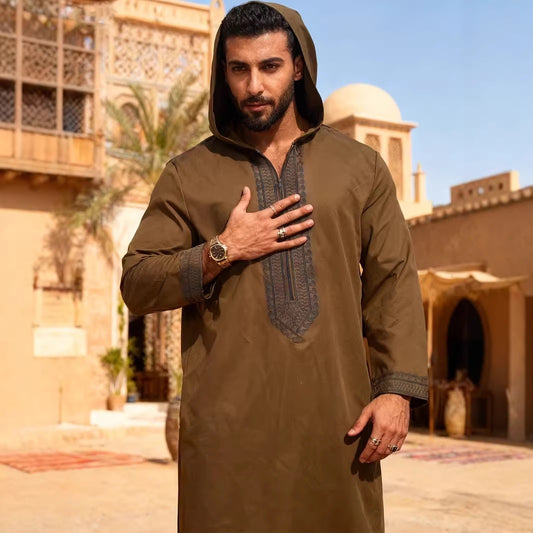 Jellaba Homme Brodée – Brun