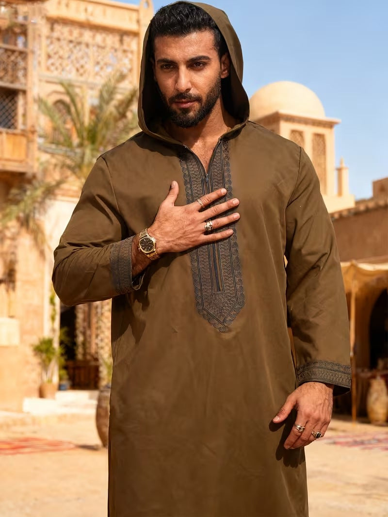 Jellaba Homme Brodée – Brun