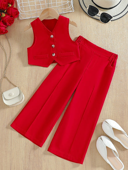 🌞 Débardeur & Pantalon Léger Fille (2 Pièces)
