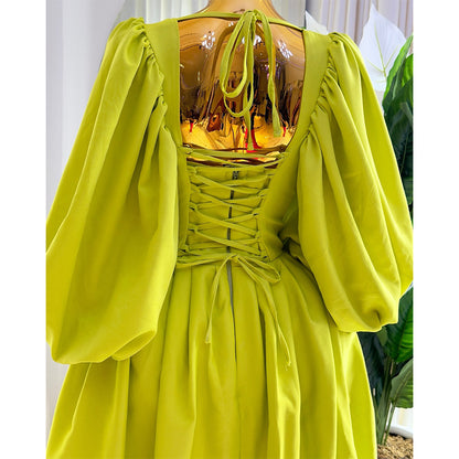 💚 Naïma – Robe Empire à Manches Lanterne Élégantes