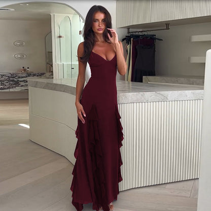 💃 Robe "Zuri" — Fente Sensuelle & Volants Glamour
