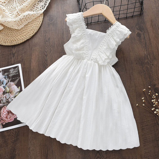 Robe Blanche Fille – Coton Doux et Élégance Pure