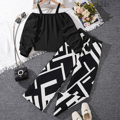 Chic British  Haut à Manches Longues & Pantalon Imprimé