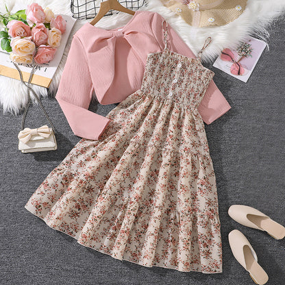 🌸 Ensemble Fille Robe à Fleurs + Veste – Élégance & Douceur Printanière