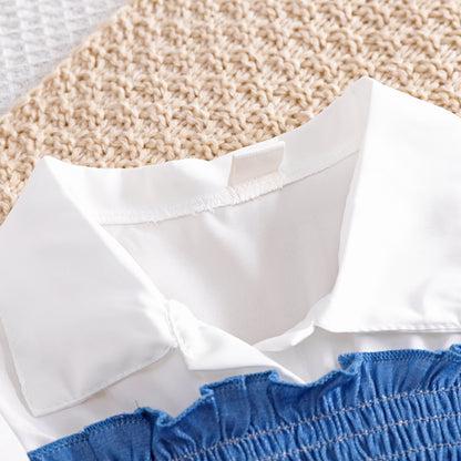 🤍Haut Smocké & Pantalon Large (2 Pièces)