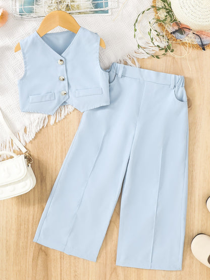 🌞 Débardeur & Pantalon Léger Fille (2 Pièces)