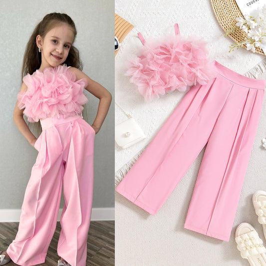 🌸Top Fleur 3D & Pantalon (2 Pièces)