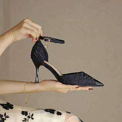 Escarpins Satin Bout Pointu Décolleté