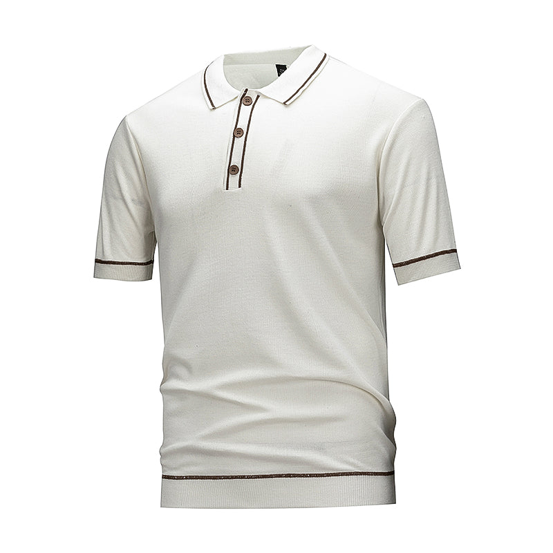 Polo Liseré Contrastant Blanc Homme