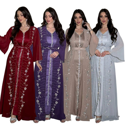 NOURA – Ensemble Robe Longue & Veste Chic en Chiffon ✨