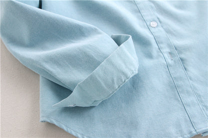Women's Heart-shaped Embroidered Oxford-woven Bottoming Shirt Top