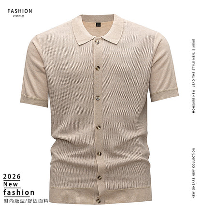 Polo Gaufré Beige Homme
