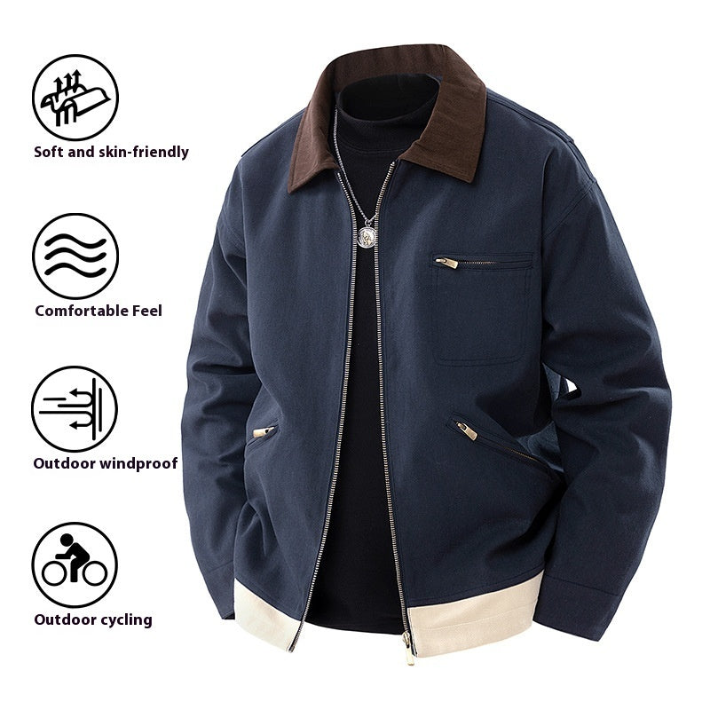 N’Golo – Veste homme à revers contrastés printemps et automne 🧥🌿🍂