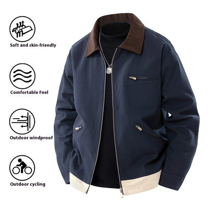 N’Golo – Veste homme à revers contrastés printemps et automne 🧥🌿🍂
