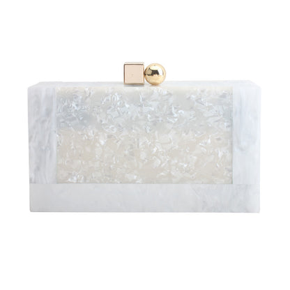 Women's Pearlescent White Vintage Acrylic Patchwork Bag