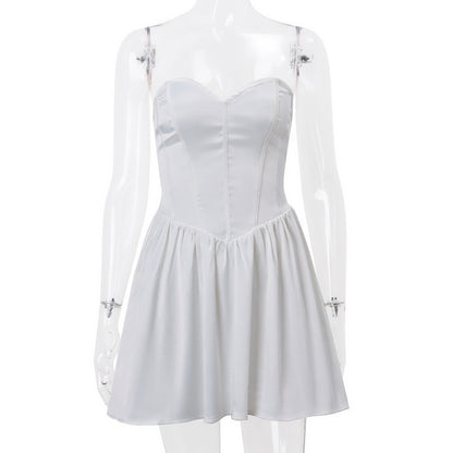 Women's Off-shoulder Backless Wrap Chest Waist A- Line Dress