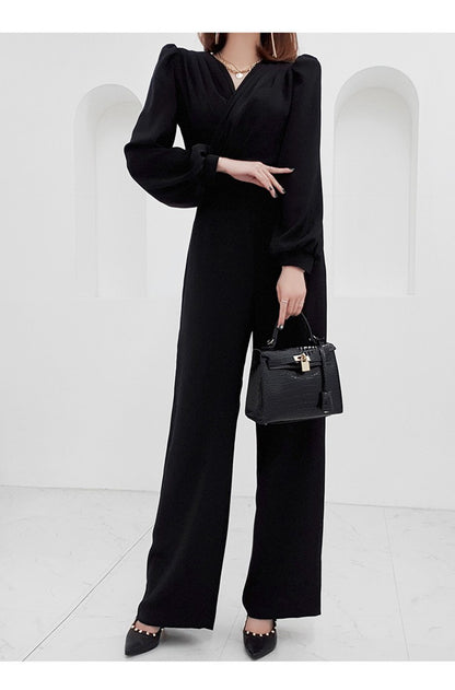 🌟 Almira – Combinaison Femme Col V Cintrée et Taille Haute