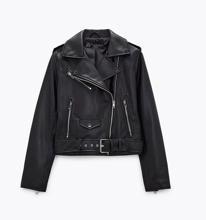 🖤 Nayma – Veste Biker en Similicuir pour Femme