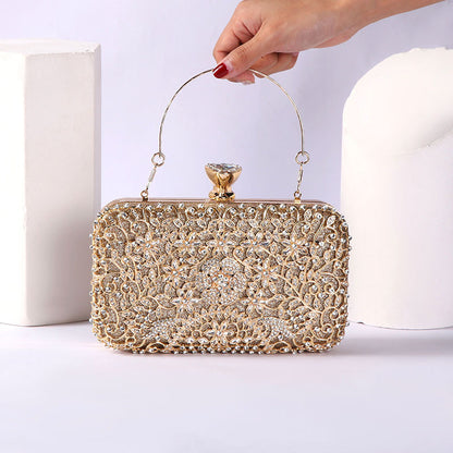 Pochette Banquet Strass Cuir PU Femme